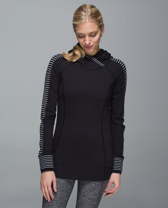 lululemon athletica Tops - Lululemon Think Fast Hoodie Black Stripe